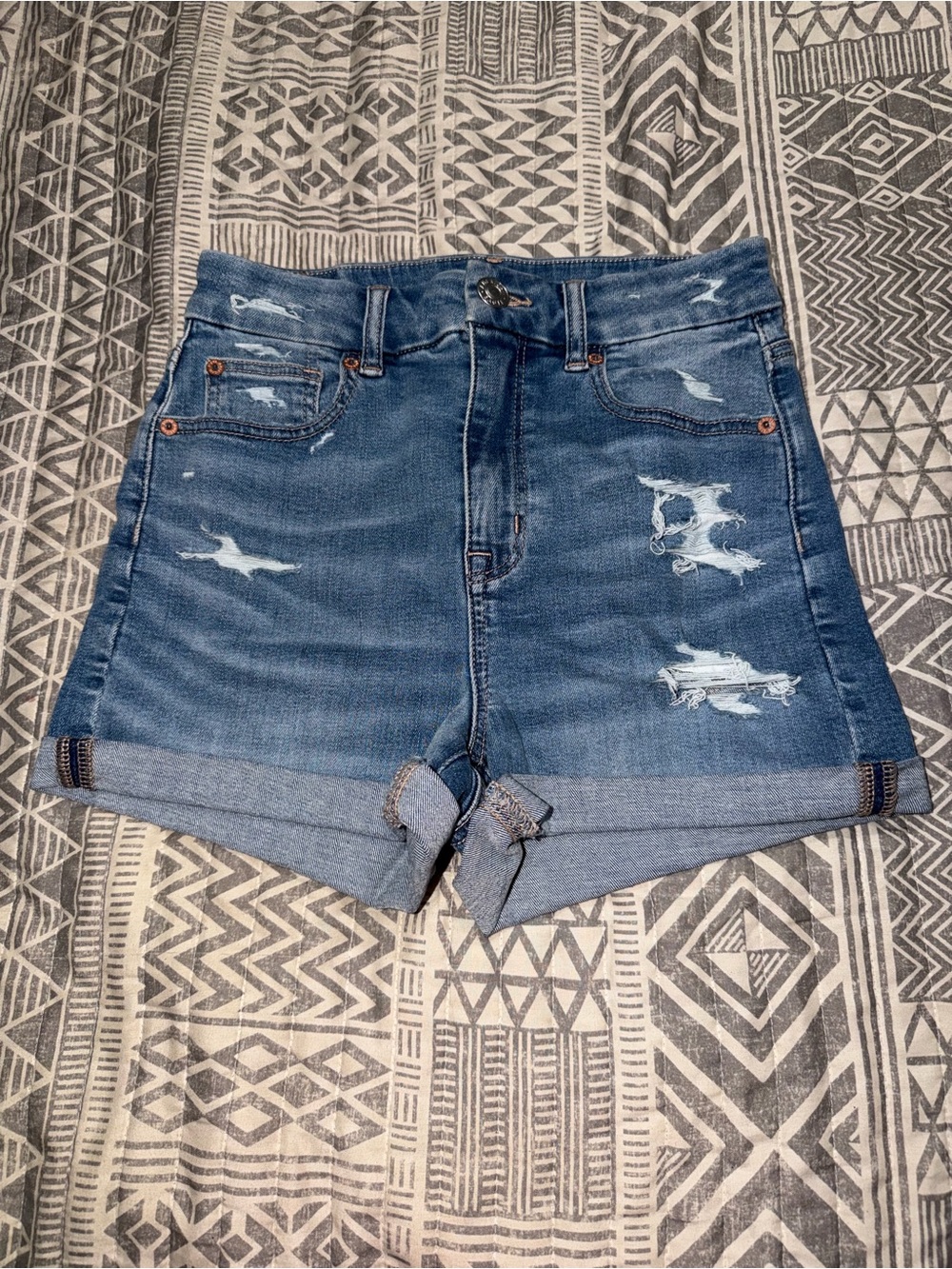 American Eagle Outfitters Distressed Blue Denim Jean Shorts